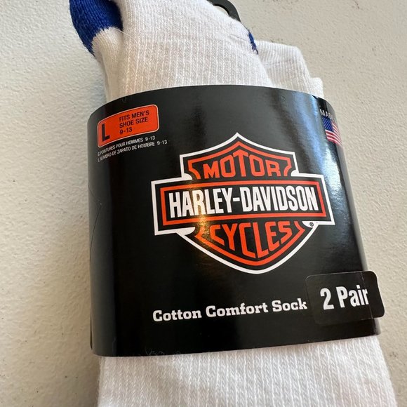 Harley-Davidson 2-prs Cotton Comfort different Socks	 Large 9-13  #21, S1 - Picture 2 of 10
